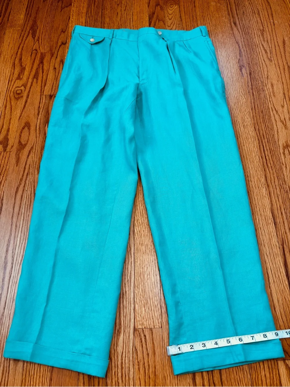 Vintage 90s POLO Ralph Lauren Linen Pleated Cuffed Slacks Resort Causal Men Pant